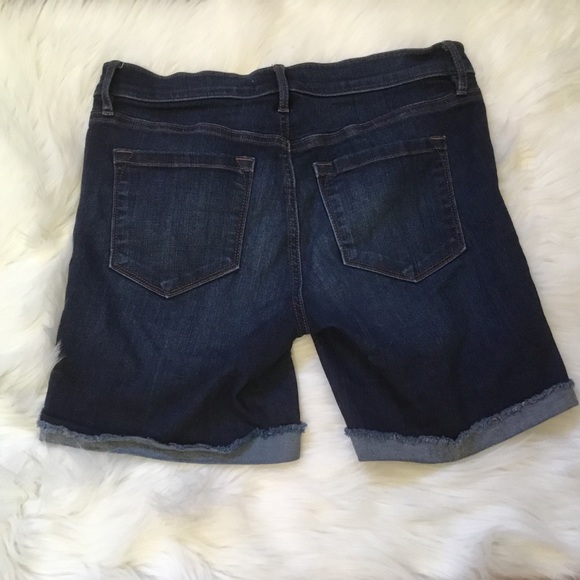 LOFT Frayed Denim Bermuda Roll Shorts Size 4 / 27 - Picture 7 of 8